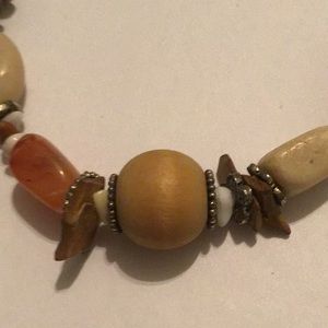 Eclectic Handmade Stone and Wood Necklace
